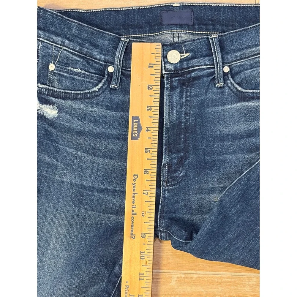 Mother The Rascal Ankle Undone Step Fray Jeans Dark‎ Graffiti Size 27 Distressed